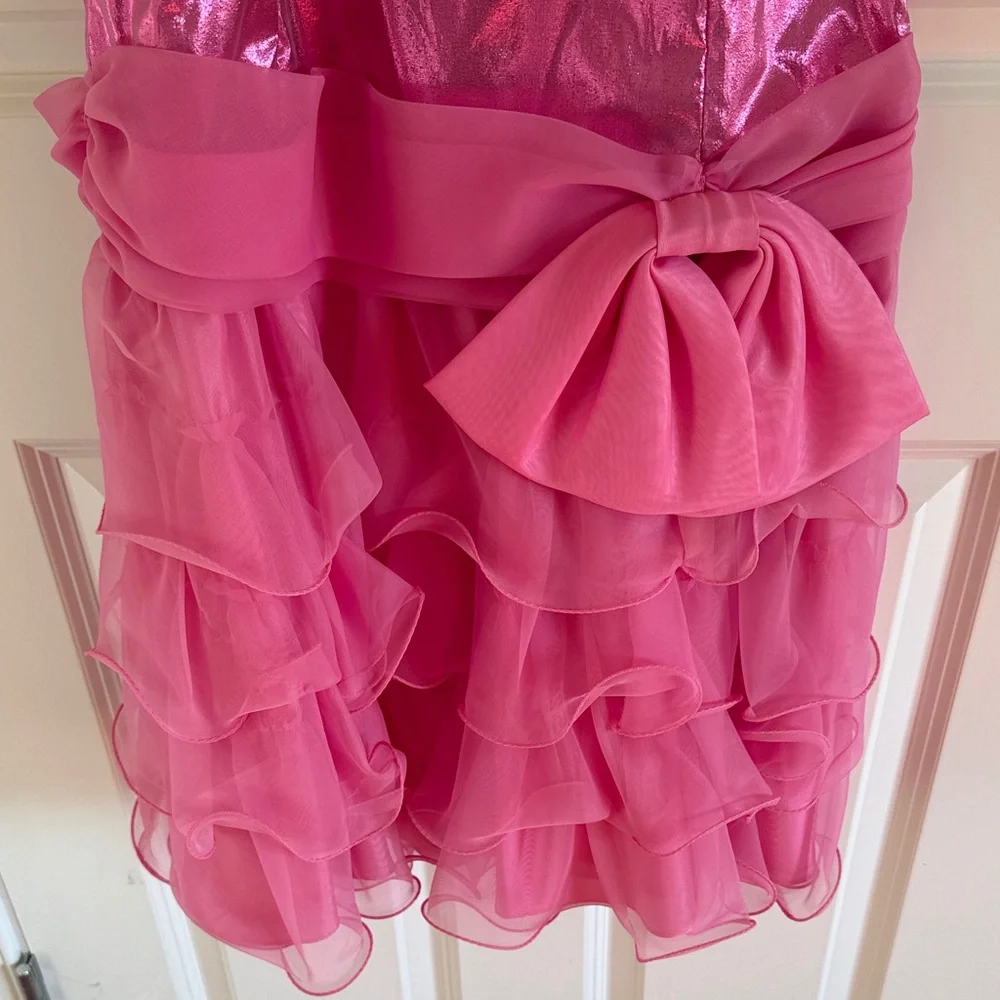 Vintage 90s Pink Metallic Party Dress Size 5 - Picture 3 of 10